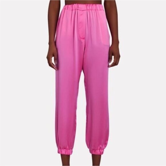 INTERMIX Pants - Intermix Backgrounde NYC Logan Silk-Charmeuse Joggers Pink size P